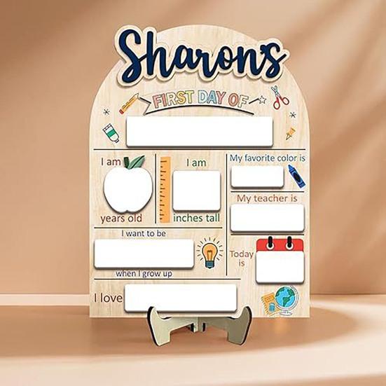 First Day of School Sign Wooden Education Milestone Sign Keepsake Dry Erase Board Back To School Gifts for Kids