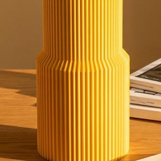 3D Printed Vase Straight Shape Flower Vase Decorative Flower Container for Roses Tulips Dried Fresh Flowers Vertical Pattern Decorative Vase for Home