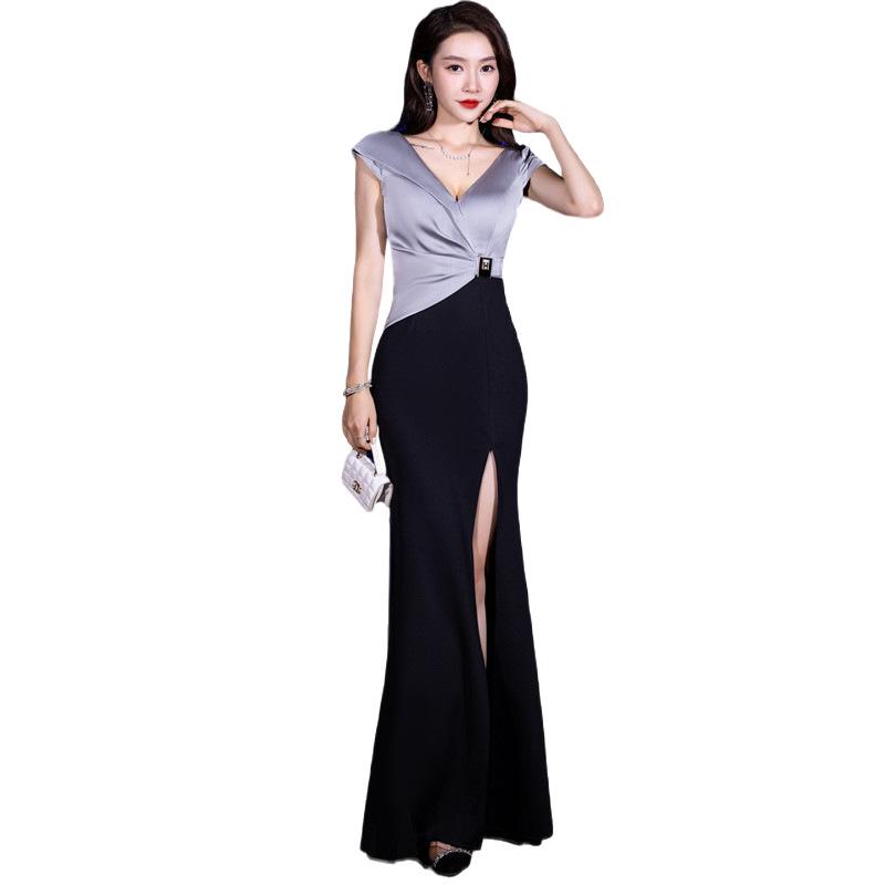 Elegant Bodycon Evening Gown - Sexy Hip-hugging Nightclub Dress XXL серый
