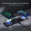 3 In 1 Magnetic Wireless Charger Pad Stand Foldable for iPhone 15 14 13 12 11 Apple Watch AirPods 15W Fast Charging Dock Station