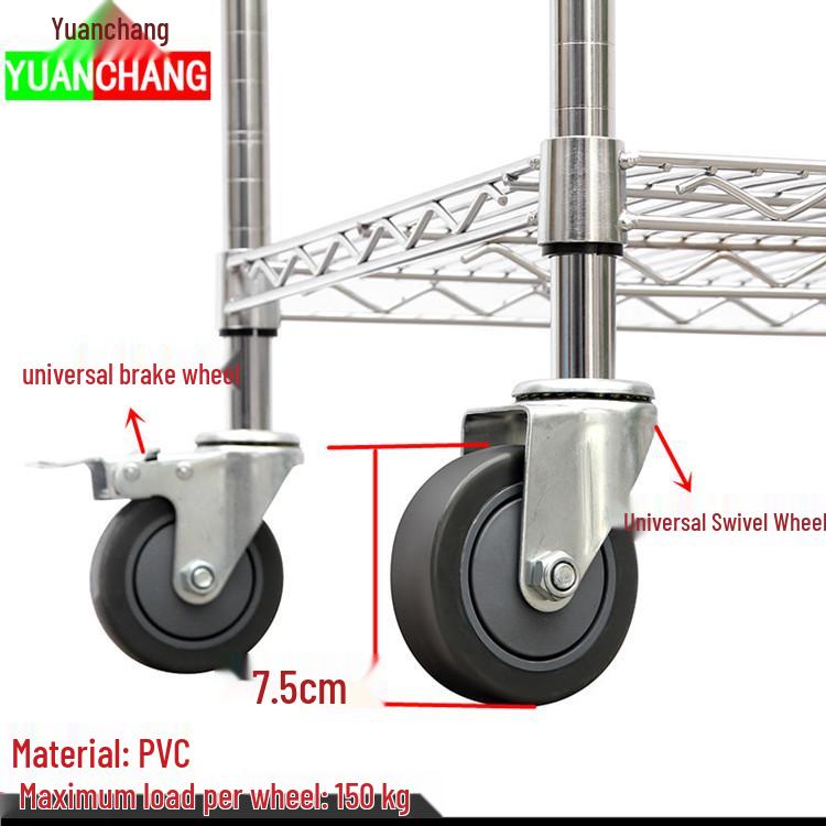 Stainless Steel Adjustable Three-Layer Flatbed Cart for Goods