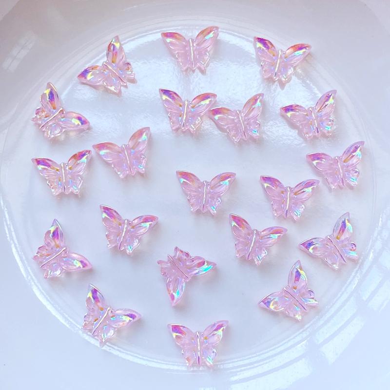 100Pcs New Cute 7*10mm Resin Mini Plated Butterfly Flat Back Cabochon Scrapbook Kawaii DIY Embellishments Accessories