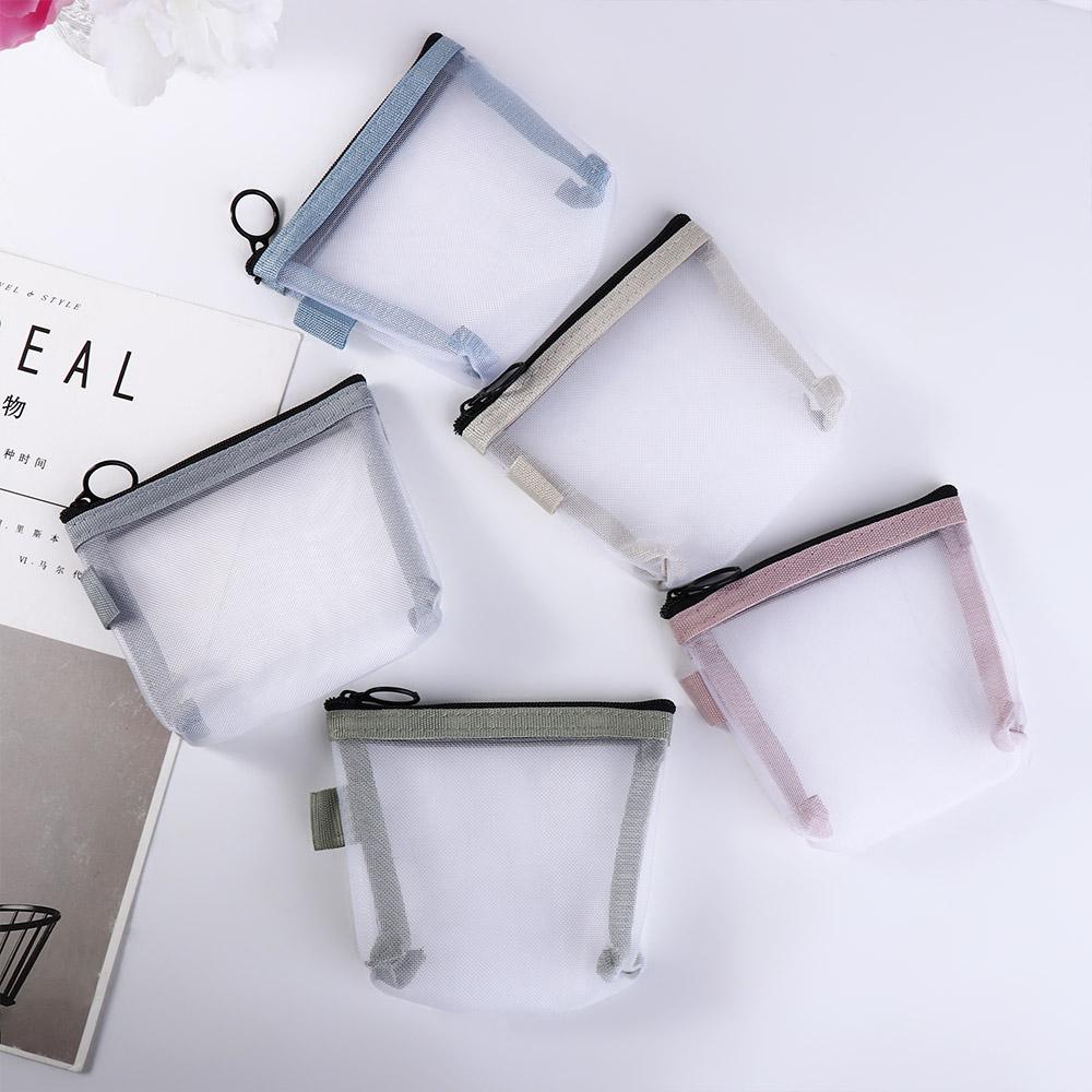

Bags Solid Color Mini Coin Purse Clear Mesh Bag Women Change Storage Bag Lipstick Cosmetic Bag рожевий