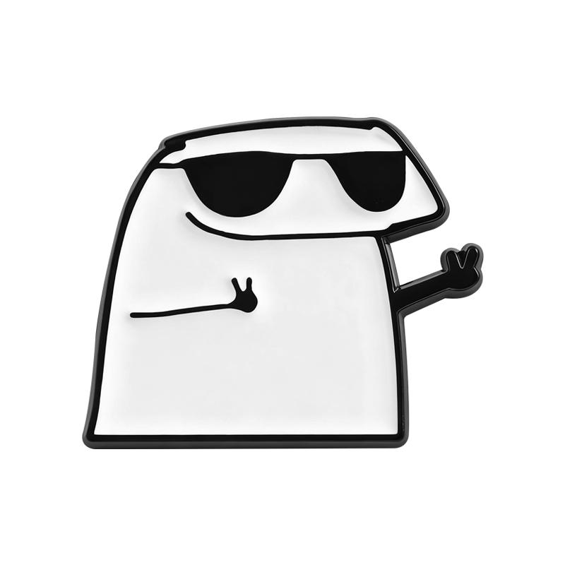 Flork Meme Emaille-Pins Lustige Einfache Strichmännchen-Broschen Anstecknadeln Cartoon Tier Katzen Schmuck Geschenk für Familie Freunde