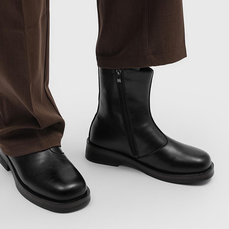 Fashion Autumn Winter Fashion High Top Business Leather Boots Luxury Brand Side Zipper Chelsea Boots High Quality Men's Motorcycle Boots