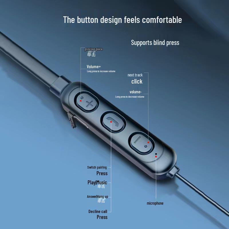 S6 Neckband Bluetooth Earphones with Long Battery Life - Wireless Stereo and Neck-mounted Design