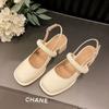 Princess Style Block Heel 2026 Summer New One Strap Thick Heel Small Leather Head Cover Sandals