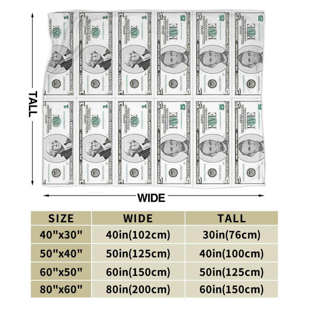 Play money Blanket Quality Super Soft  Throw Blanket Winter Airplane Travel Couch Chair Sofa Bed Novelty Bedspread