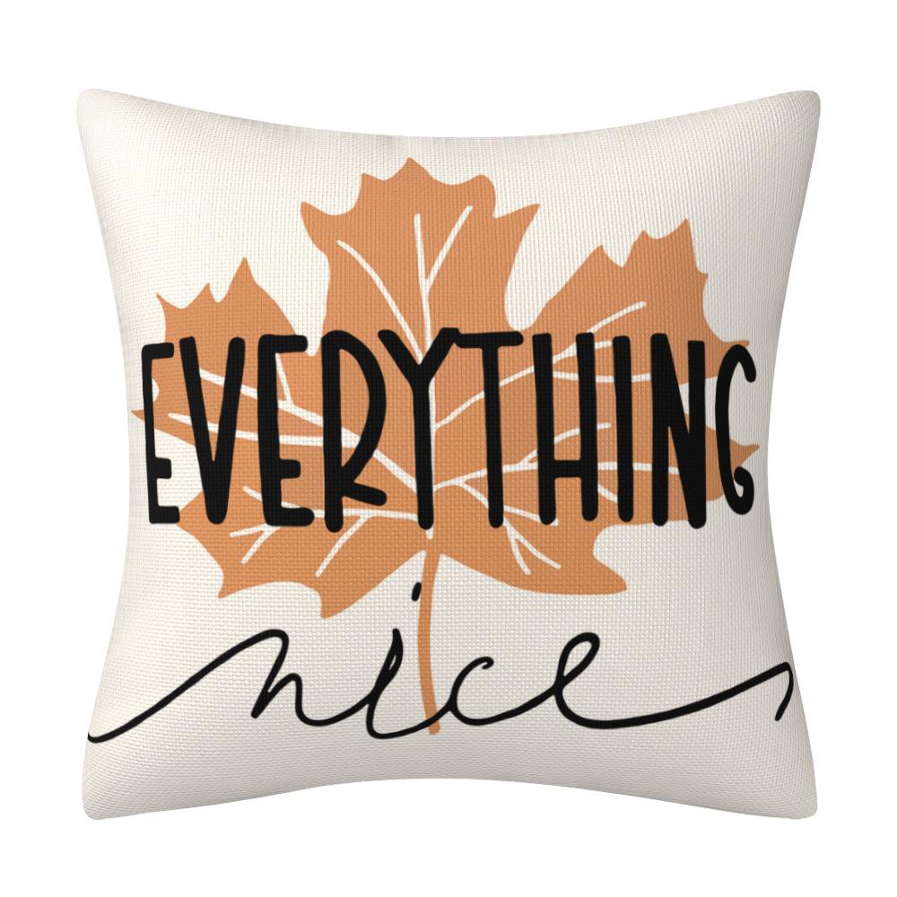 New Autumn Theme Harvest Pumpkin Linen Pillowcase Maple Leaf Letter Pillowcase Household Supplies