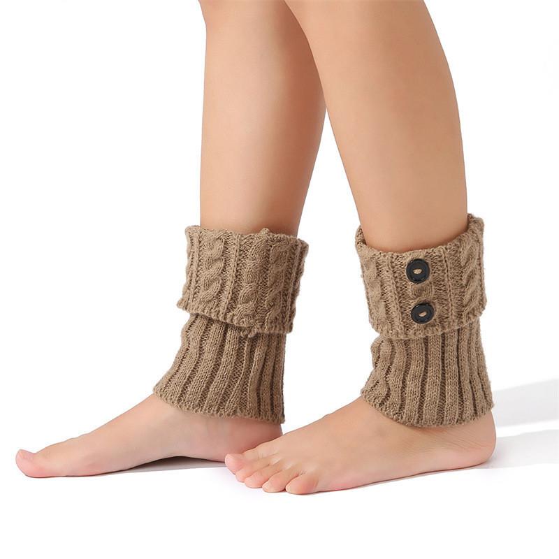 

Новые шерстяные теплые сапоги из Европы и Америки, чехол для ног, женские осенние и зимние вязаные жареные переплетения, пуговицы, короткая защита для ног, защита для колен хаки