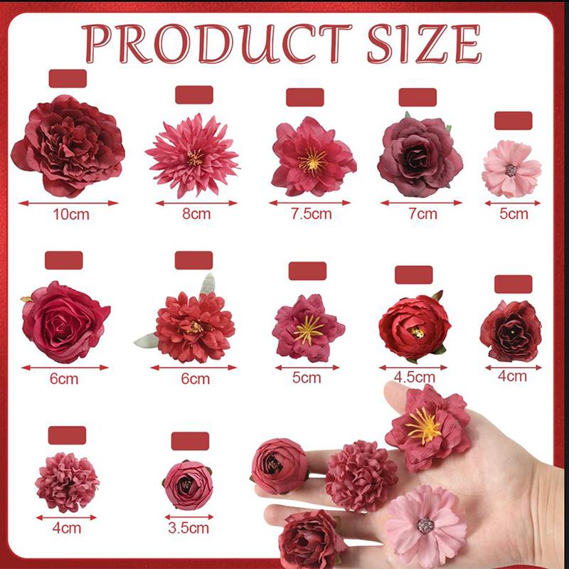 18/21Pcs Multicolor Mixed 5cm Artificial Flowers Silk Rose Fake Flowers for Home Wedding Decor DIY Craft Flower Wall Accessory