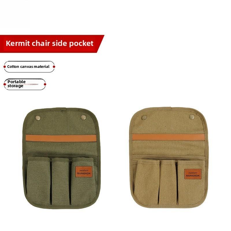 1PCS Cotton Canvas Camping Chair Armrest Organizer Pouch Multi-functional Portable Storage Bag for Outdoor Accessories