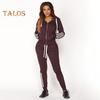 2 Pcs/Set Women Hoodie Pants Suit Hooded Long Sleeves Solid Color Zip-up Coat Elastic High Waist Ankle-banded Trousers Sport Fall Winter Tracksuit