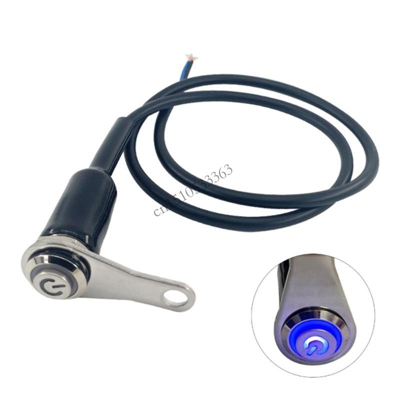 090E Universal 12V LED Push Button Motorcycle Power Switch Engine Starter On/Off синий