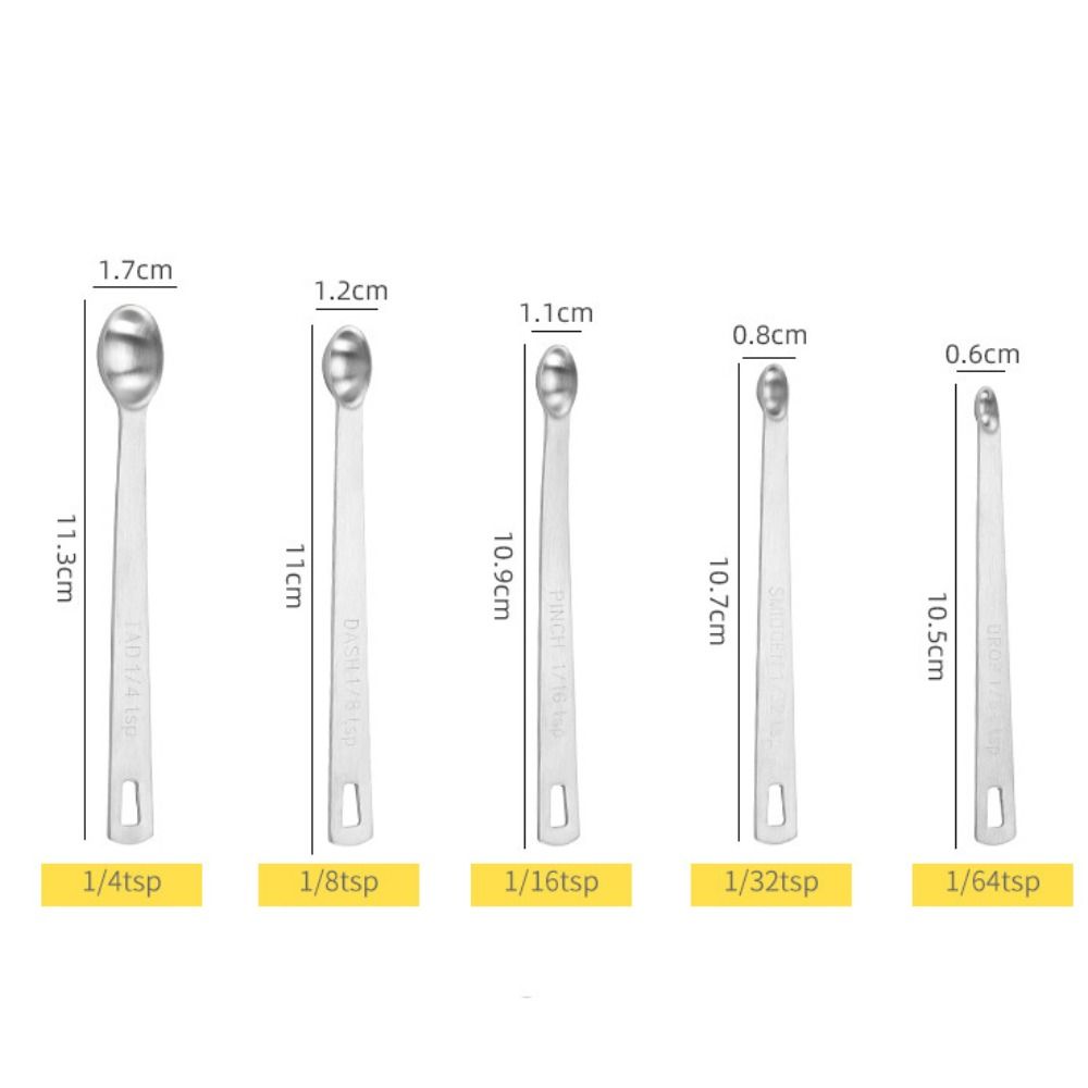 5Pcs Set Stainless Steel Measuring Spoons Set Hangable Rust-Resistant Mini Coffee Spoons Durable Cooking Measure Teaspoons