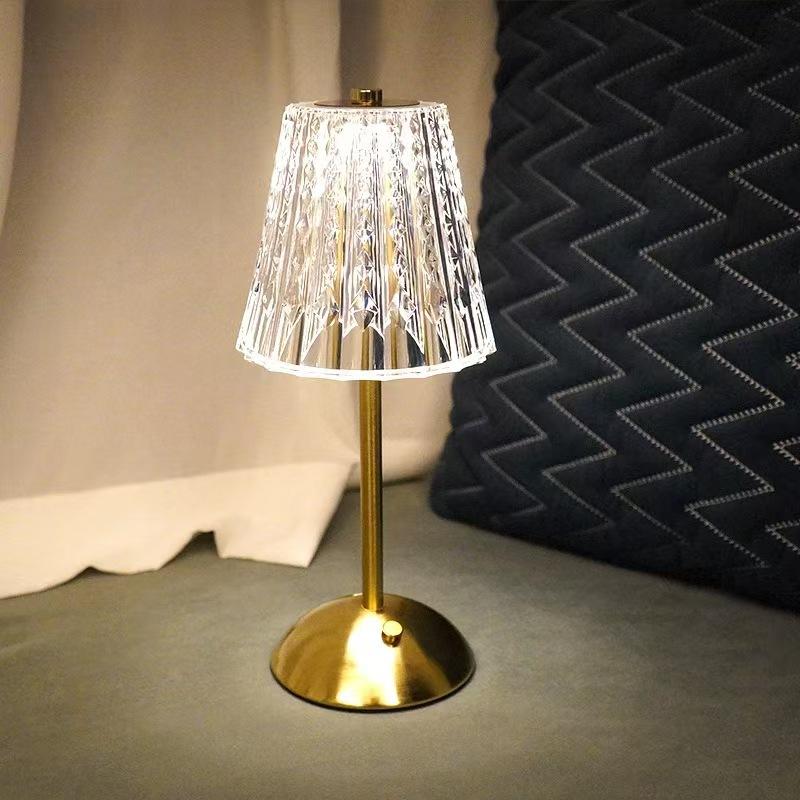 Crystal Retro Table Lamp USB Rechargeable Touch Sensor Atmosphere Lamp Rechargeable Dimming LED Light Bar Hotel Bedside