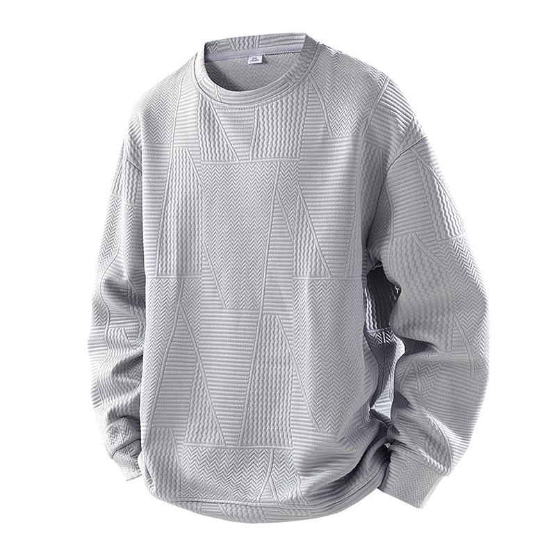 Men's Trendy Jacquard Hoodie: Spring/Autumn Long Sleeve Loose Fit Pullover