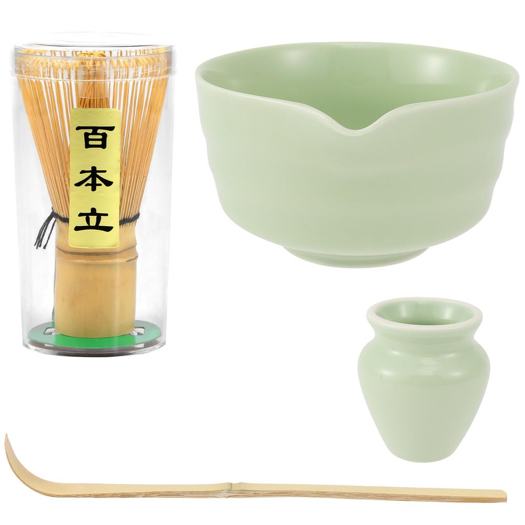 4Pcs Japanese Matcha Set with Ceramic Bowl Bamboo Matcha Whisk and Tea Scoop for Tea Lovers Gifts Tea-making Tools Accessories