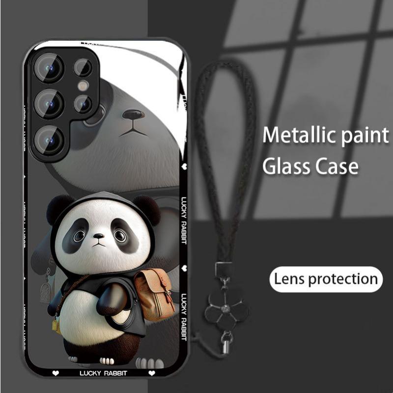 Panda Suitable for Samsung S24ULTRA Mobile Phone Case New A53 Skin-friendly Glass S22 Creative S23 All Inclusive A14