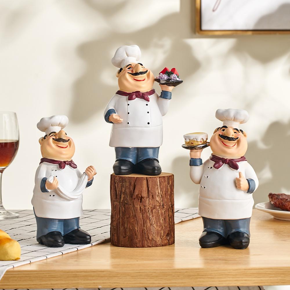 Smiling Chef Figurine Cartoon Character Sculpture And Aesthetic Statue Folk Art Ornaments Desk Accessories Living Room Home Decoration