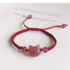 Simple Red Lucky Cat Braided Bracelets for Women Cute Animal Kitten Woven Rope Adjustable Bracelet Party Jewelry Friendship Gift