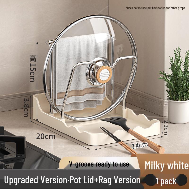 Multifunctional Kitchen Countertop Pot Lid and Spatula Rack with Drainage