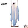 Holiday Garden Decor Hanging Swinging Ghost Halloween Decoration, LED Light Up Large Spooky with Remote Control for Outside Yard Porch Tree, Figures