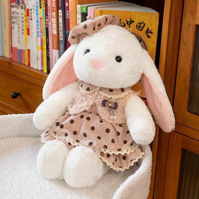 Super Cute Beret Flower Skirt Rabbit Plush Toy Girl Birthday Gift Grab Machine Doll Confession Doll