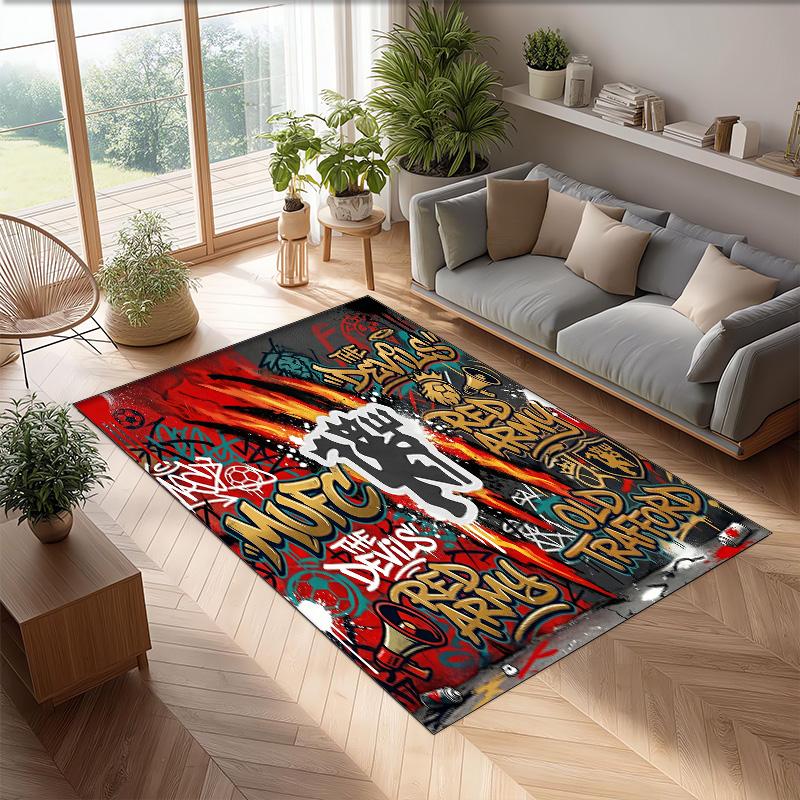 Manchester United Geprint Flanellen Vloerkleed Niet-Glijdend Zacht Polyester Vloerkleed Binnen Decoratie Mat voor Slaapkamer Woonkamer Bank