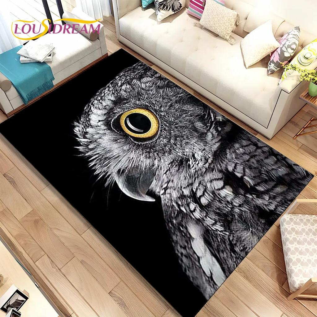 Schattige Uil 3D Cartoon Vloerkleed, Tapijt voor Huis Woonkamer Kinderkamer Bank Deurmat Decoratie, Kinderspeel Niet-slip Vloermat