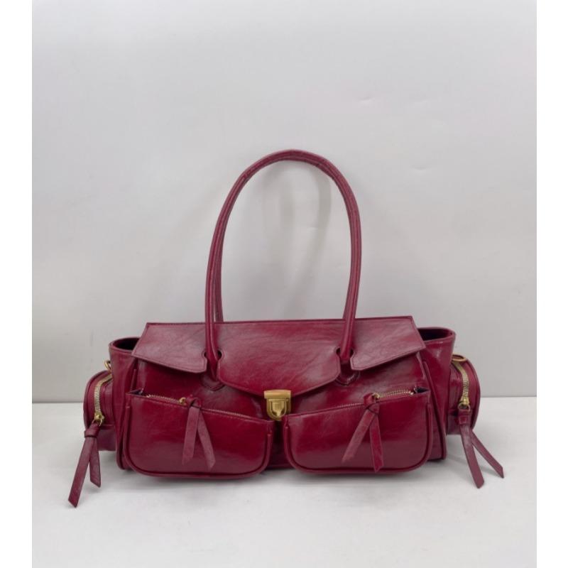 

New autumn retro high-end handbag bag Spice Girl locomotive bag shoulder armpit bag fashionable versatile women s bag бордовый