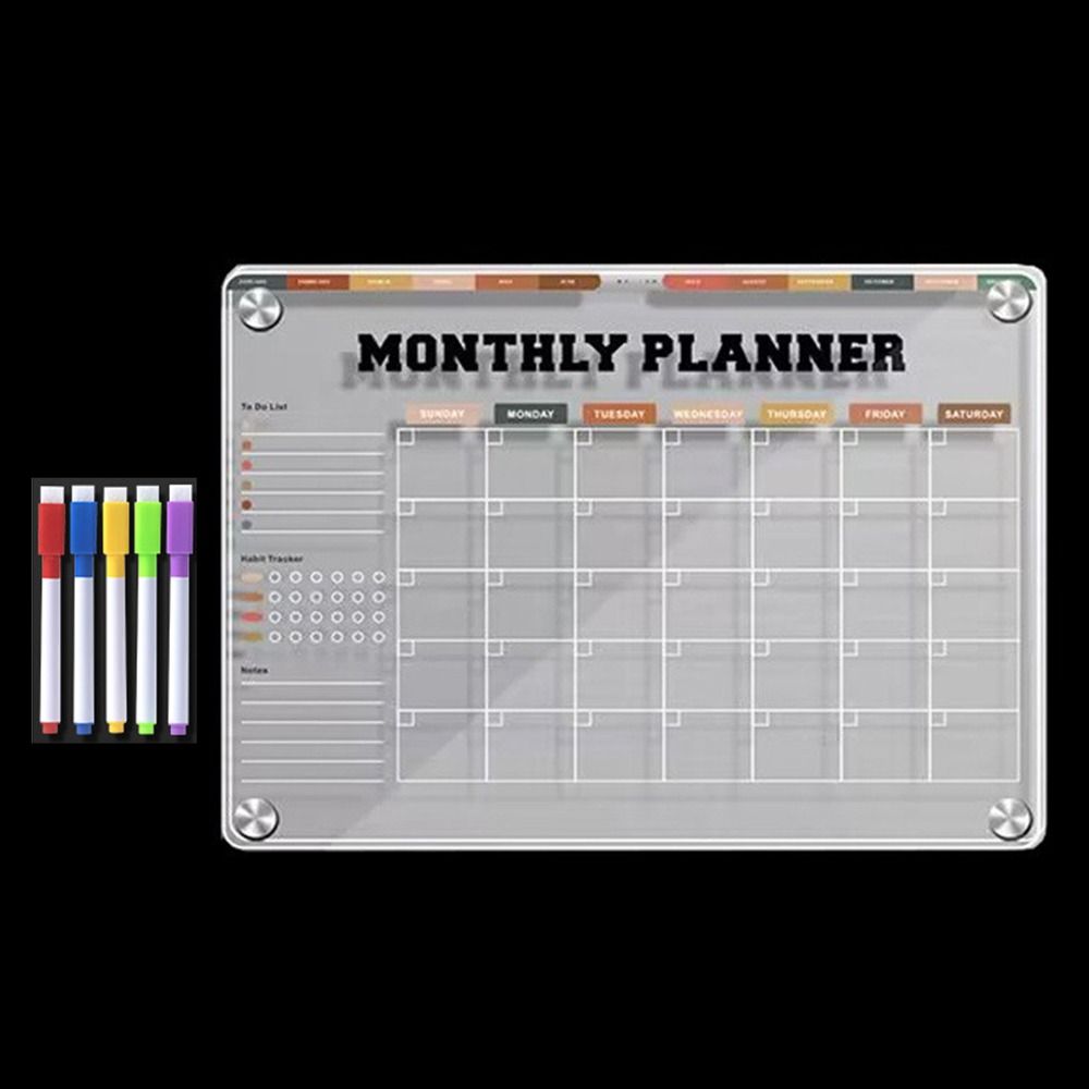 Transparent Magnetic Acrylic Weekly Planner Refrigerator Magnet Monthly Calendar Memo Kitchen