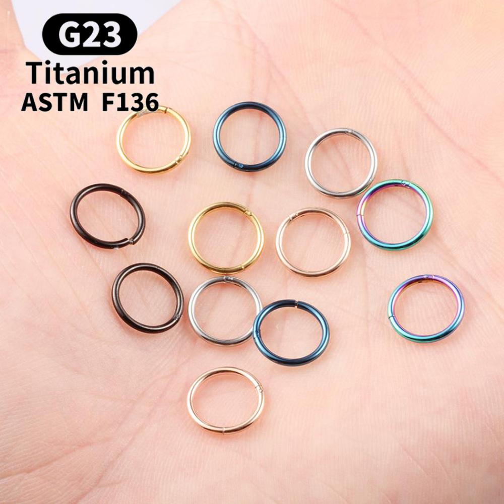 G23 Titanium Nose Rings Mixed Color Body Clips Hoop For Women Men Cartilage Piercing Jewelry Segment Lip Ear L Ring Hoop