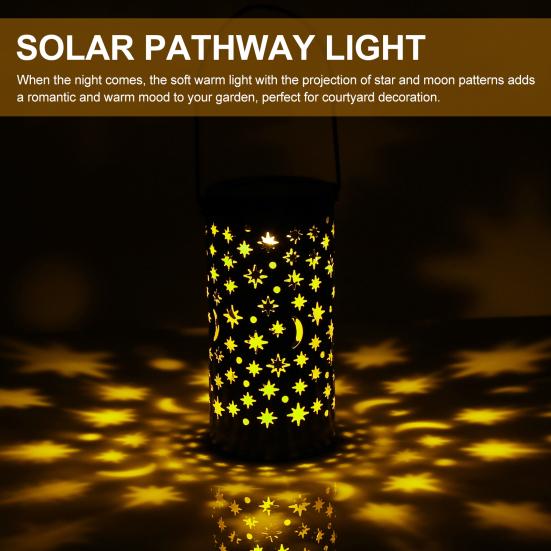 6Pcs Solar Pathway Lights Outdoor Waterproof Garden Decor Hollow Moon Star Lighting LED