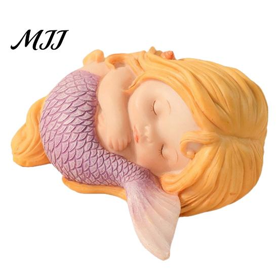 Mermaid Ornaments for Desktop Sleeping Figurine, Resin Cute Statue, Mini Ornament Desktop, Lovely Collectibles Car Interior, Fish Tank Micro Landscape