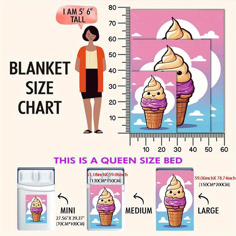 Sweet Ice Cream Dream Blanket Reversible Flannel Throw for Dessert Lovers AllSeason Comfort Delicious Fun Gift