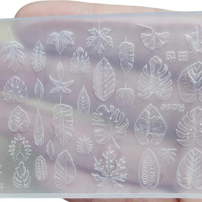 Flexible Nails Mold Leaf/Bird Shape Nails Art Template Moulds Silicone Texture Suitable for Beauticians and Art Learners