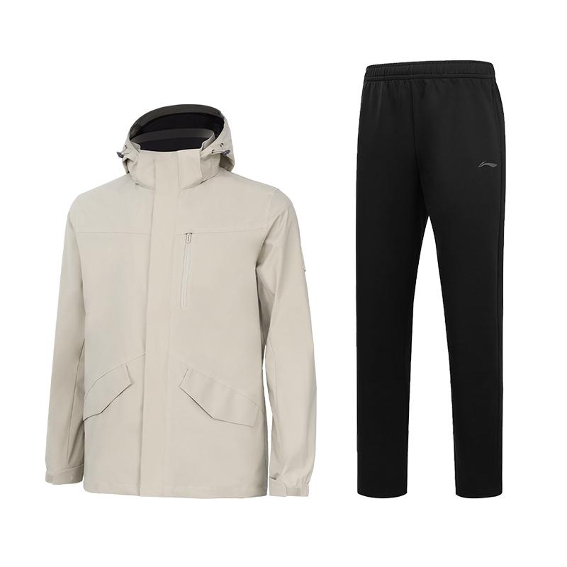 

Li-Ning Ветрозащитная куртка с капюшоном, свободные спортивные штаны, повседневный спортивный костюм, мужские костюмы AFDT751-11+AKLT987-1 S