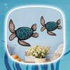2Pcs/Set Wooden Turtle Wall Hanging Painting Farmhouse Turtle Hanging Decoration Beach Theme Decoration