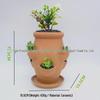 Breathable Red Clay Porous Succulent Pot with Tray - Low-Temperature Ceramic for Green Plants and Micro-Landscapes
