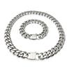 2022 Men's European & American Titanium Steel Frosted Cuban Chain Necklace with Hexagonal Flat Buckle