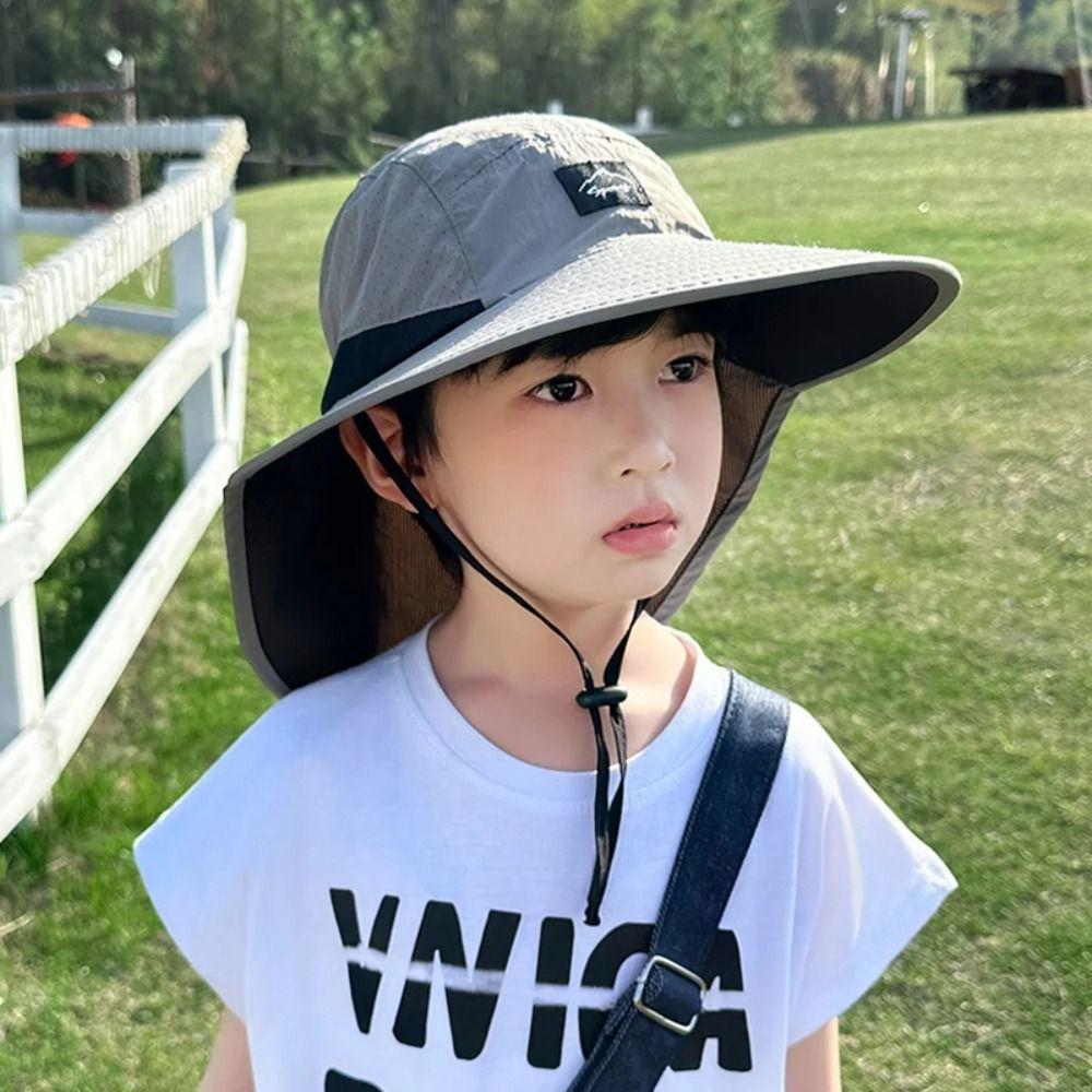 Neck Ear Cover Children's Summer Hat Big Brim Shawl Kids Beach Caps  Outdoor Traveling