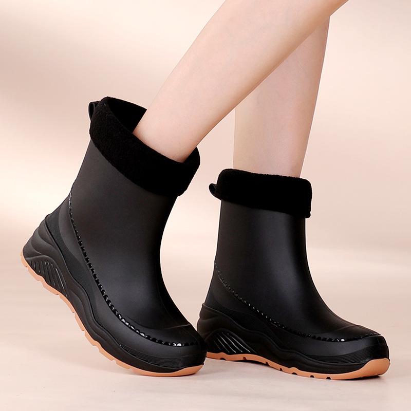 

Новая женская дождевая обувь противоскользящая обувь всесезонная водная обувь противоскользящие резиновые сапоги модная короткая голенище верхняя одежда клей для обуви 40