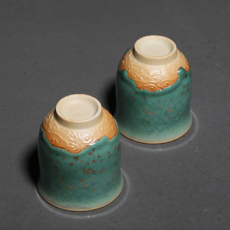 120ml Kiln Change Ceramic Tea Cup Relief Vintage Kung Fu Tea Set