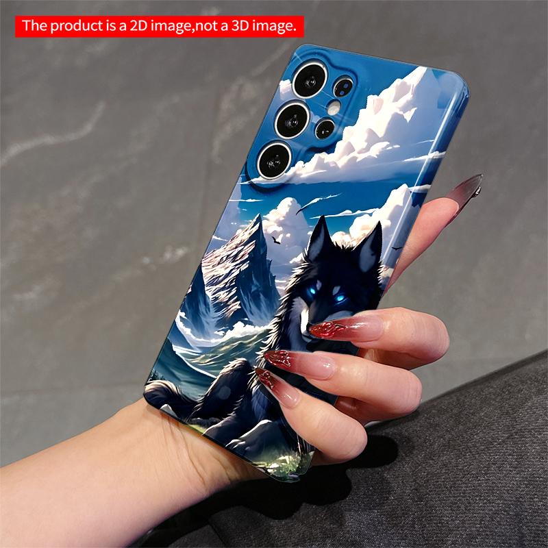 2DFlat Samsung phone case Blue-Eyed Wolf in Mountain Sky Applicable to Galaxy S23 S24 S25ULTRA S26 A12 A14 A15 A16 A54 A55