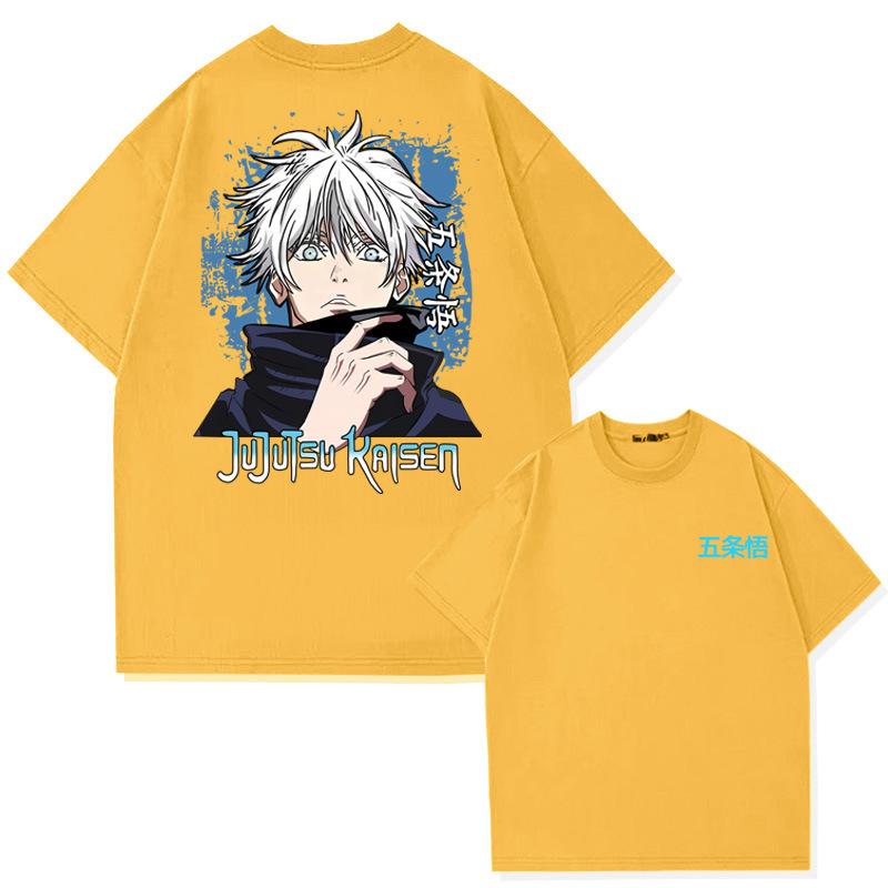 

Летняя мода Японское аниме «Атака титанов» от Годзё Сатору, мужская футболка с коротким рукавом из чистого хлопка, модный свободный фасон оверсайз 4XL