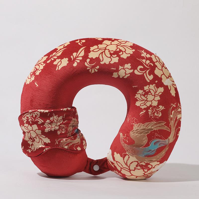 Office Nap Neck Pillow Travel Portable Airplane Pillow Strap Blackout Eye Mask single neck pillow (including eye mask)