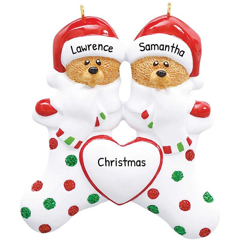 Lovely Bear Family Embracing Heart Christmas Ornament Trendy Decor Holiday