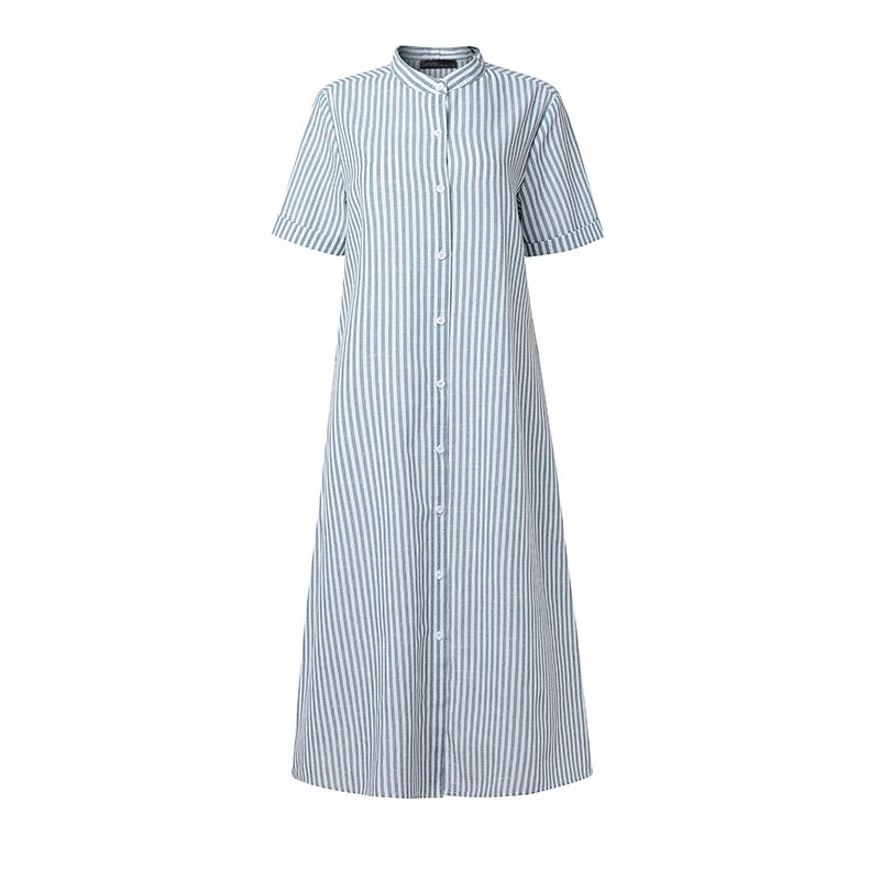 

ZANZEA Women Casual Round Neck Summer Short Sleeve Stripe Dress S