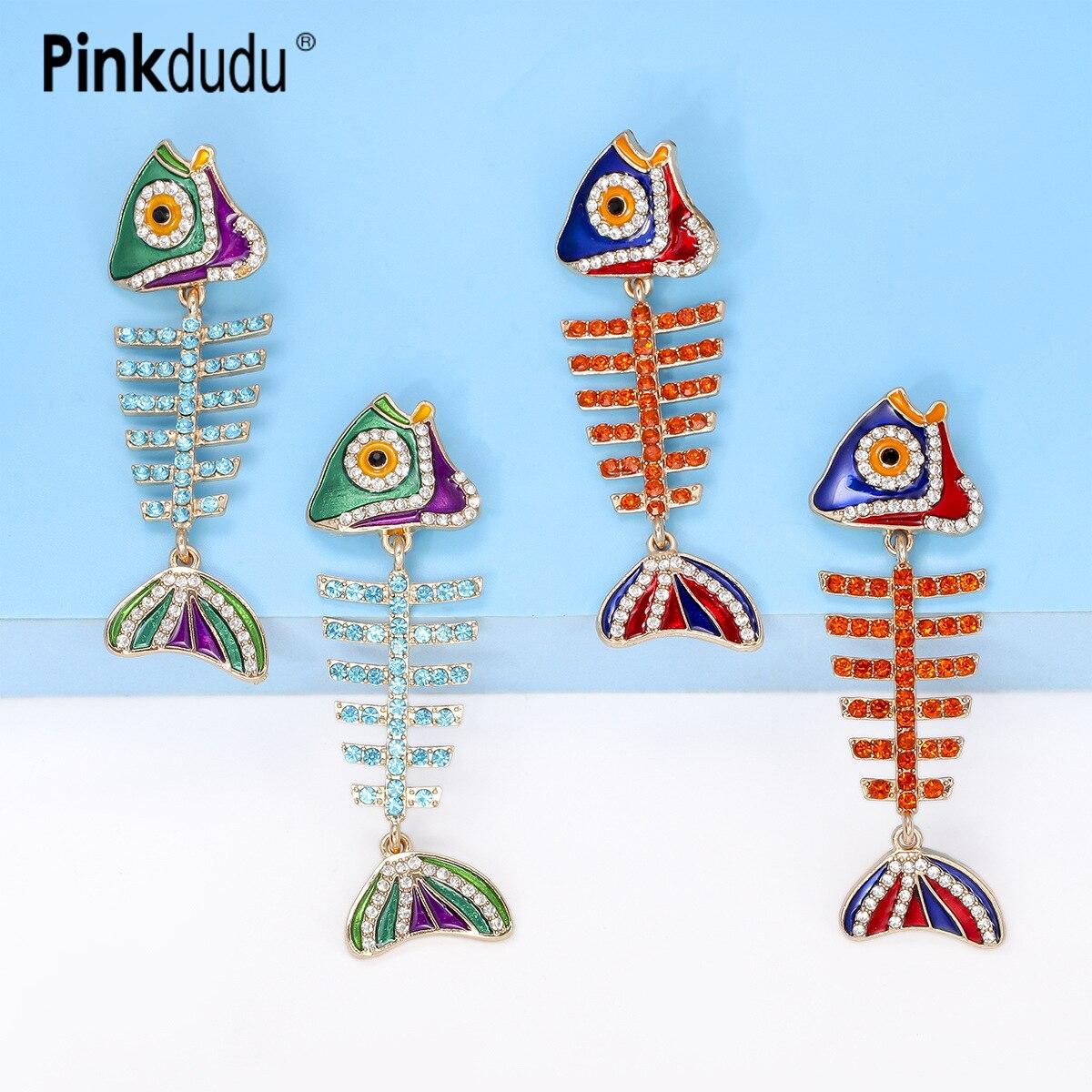 

Pinkdudu модные многоцветные серьги-капли из рыбьей кости в стиле бохо преувеличенный креативный дизайн блестящие серьги с цирконием для женщин подарки PD1177